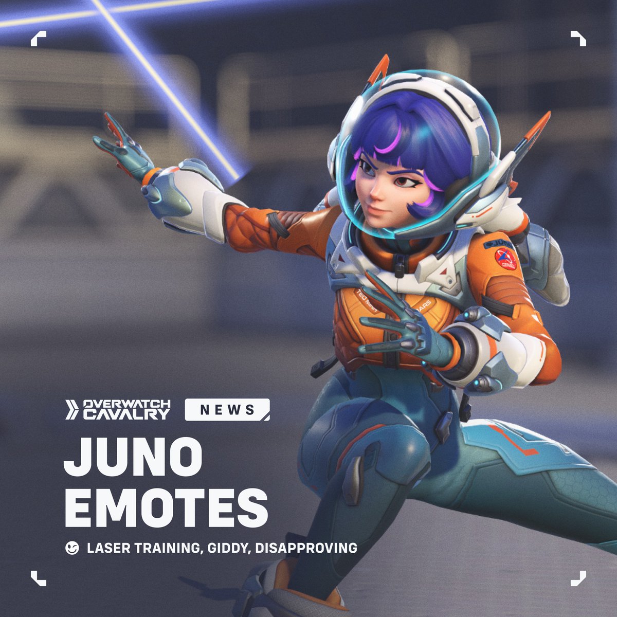 New Juno Emotes in #Overwatch2 😉 These are base cosmetics now available in the Hero Gallery for 500 Credits/Coins!