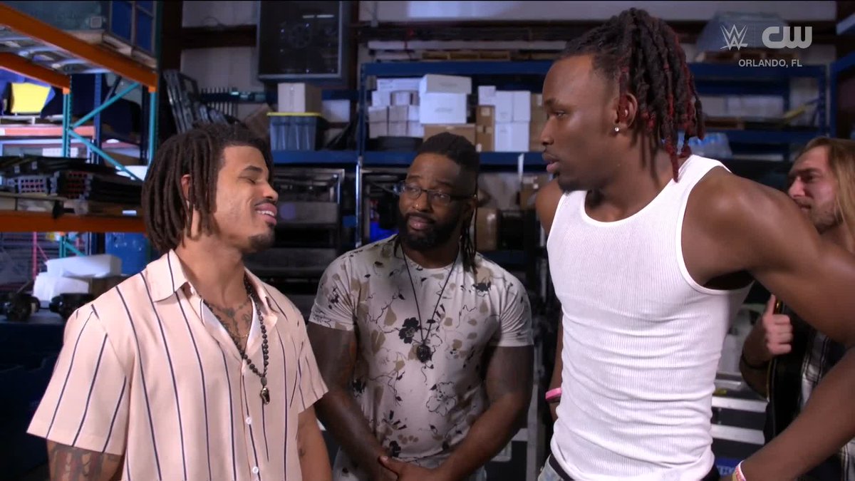 Oh wow... WES LEE and Je’Von Evans just had to be separated backstage. 😬 #WWENXT