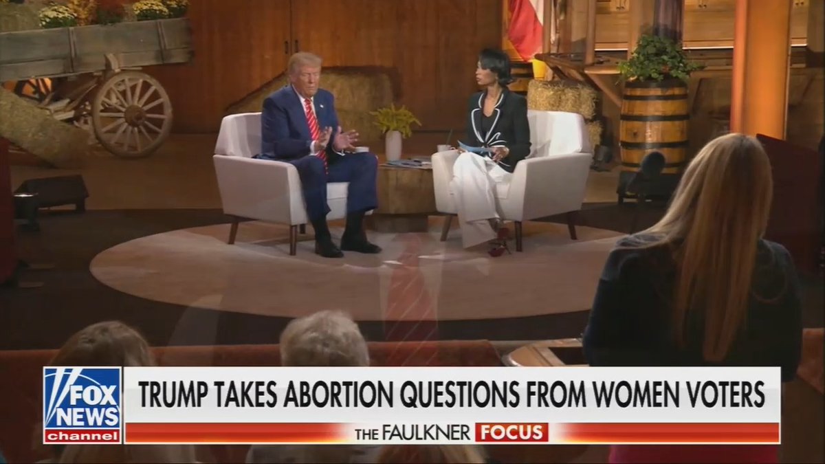 Georgia voter: Women are entitled to do what we need to do with our bodies. It’s necessary to save our own lives. Why is the government involved in women's basic rights? Trump: Yeah, I think it's great. For 52 years, they wanted to end Roe v. Wade. We were able to do it