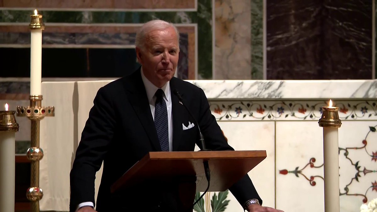 President Biden shares a story of receiving a Valentine's Day card from Ethel Kennedy, during his remarks at her memorial service. "I've received a lot of honors in my life, but that might be the best one I've ever received," Biden says.