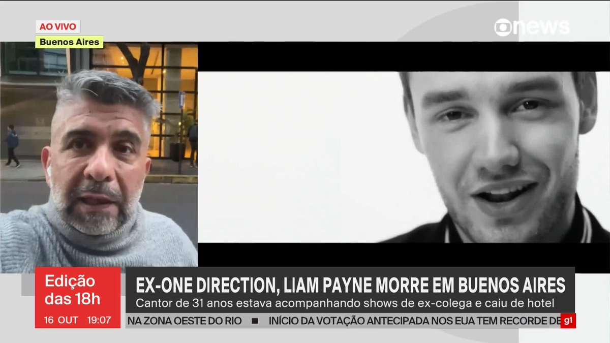 🚨AGORA: Ariel Palacios, correspondente da TV Globo, informa que testemunhas do hotel e vizinhança ouviram gritos, de alguém possivelmente bêbado ou drogado, antes de Liam Payne cair do terceiro andar e morrer.