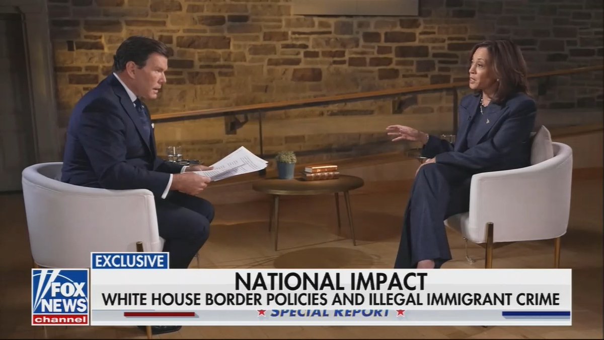 Vice President Harris: Within hours of taking the oath, we introduced a bill to fix our broken immigration system. It was not taken up Fox host: *interrupts* Vice President Harris: May I finish responding to you? I supported a bill by some of the most conservative members of Congress to actually strengthen the border. It would have put 1,500 more border agents at the border. It would have allowed us to stem the flow of fentanyl coming into the United States. Donald Trump told them to kill it because he prefers to run on a problem instead of fixing a problem. Americans want a president who's not playing political games