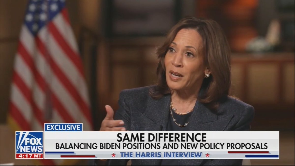 Vice President Harris to Fox: My presidency will not be a continuation of Joe Biden's presidency. Like every new president, I will bring my life experiences, my professional experiences, and fresh and new ideas. I represent a new generation of leadership