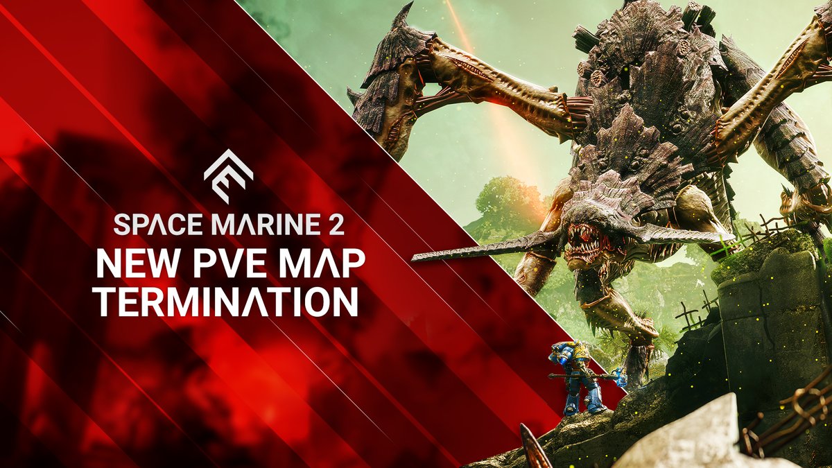 #SpaceMarine2's free update just dropped! 🔥 You've been assigned a new PvE mission: Termination. Arm against Kadaku's biggest threat so far and face the Hierophant Bio-Titan. ⚔️ Play now: