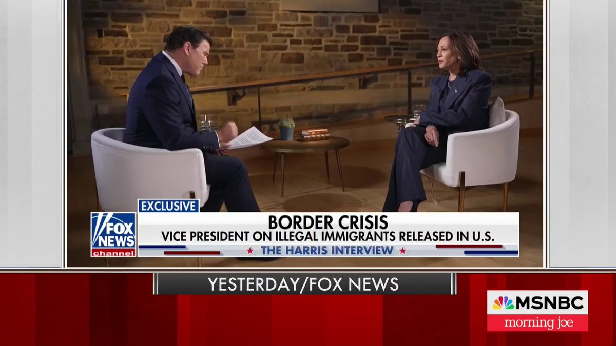 "The host's constant rude interruptions were designed to distract from the issues and facts that Trump and his acolytes try and twist and distort every day." -Mika Brzezinski reacts to Fox anchor's contentious interview with VP Harris