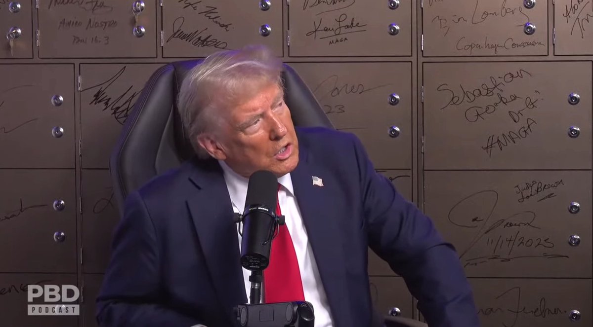 Podcaster: *plays clip of journalist asking Trump a tough question* Trump: Isn't it a shame that people can behave that way against the president?