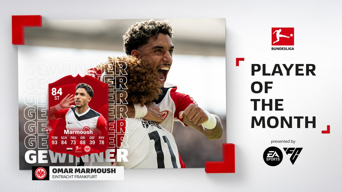 Der erste #BundesligaPOTM der Saison 2024/25 ist Eintracht Frankfurt-Knipser Omar #Marmoush! 🥳 EA SPORTS FC | #FC25
