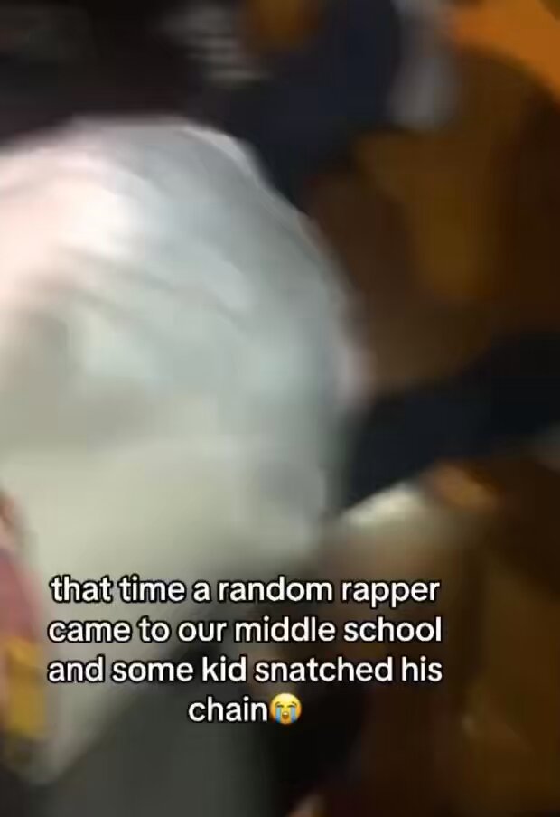 Rapper gets his chain snatched while performing at a middle school