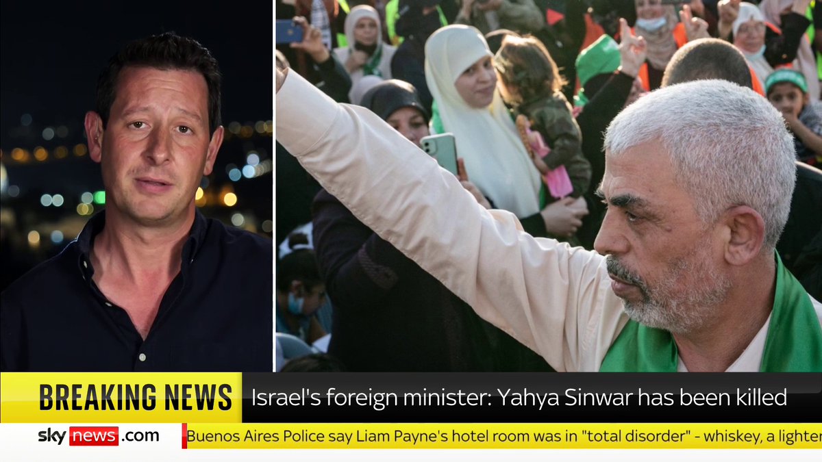 BREAKING: Israel says it has confirmed the death of Hamas leader Yahya Sinwar @AliBunkallSky reports live from Jerusalem with the latest. Full story: 📺 Sky 501, Virgin 602, Freeview 233 and YouTube