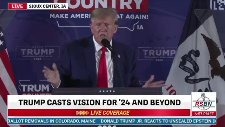 Trump: Over the seas and over our land. And then they want us to have clean. I said wait, we’re gonna be clean but it’s all flying. Just remember that. Does that make sense? In other words, it’s all coming through the currents through the air, they can name it