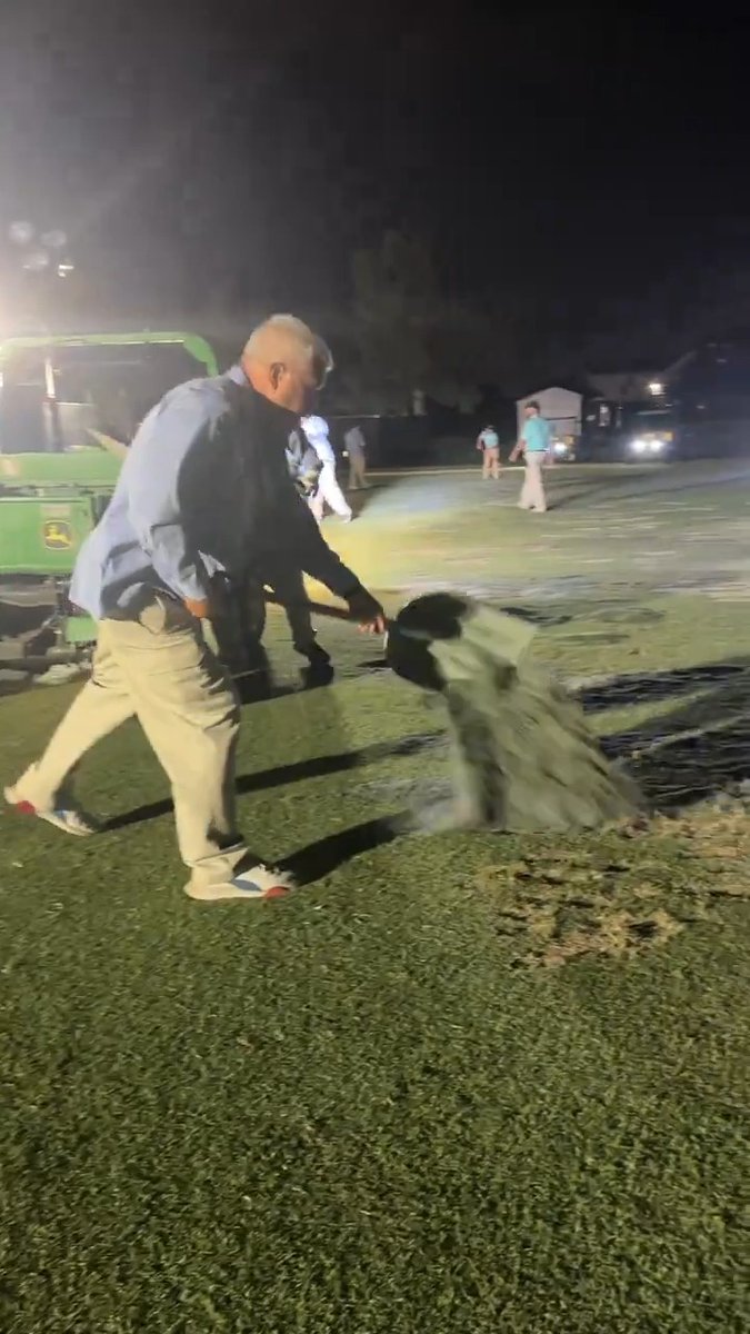 Even in the dark, the work never stops 🚜🌘 The TPC Summerlin AGR team grinding all night to get the course ready for @ShrinersOpen.