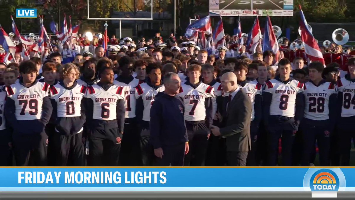 This Friday Morning Lights we are live from Grove City High School with NBC4 Columbus’s Joe Nugent and coach Greg Waits! 🏈
