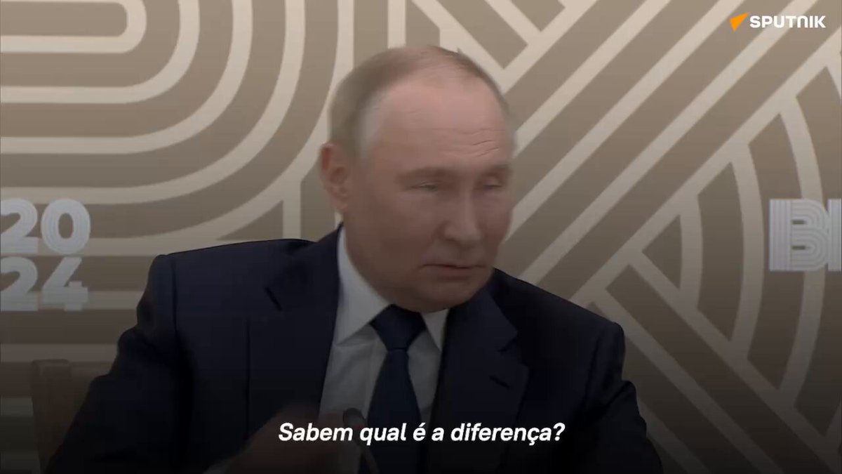🇺🇦🇷🇺 Vladimir Putin explica a diferença entre o Exército ucraniano e o russo: Rússia luta sozinha #BRICS2024 Siga Sputnik Brasil