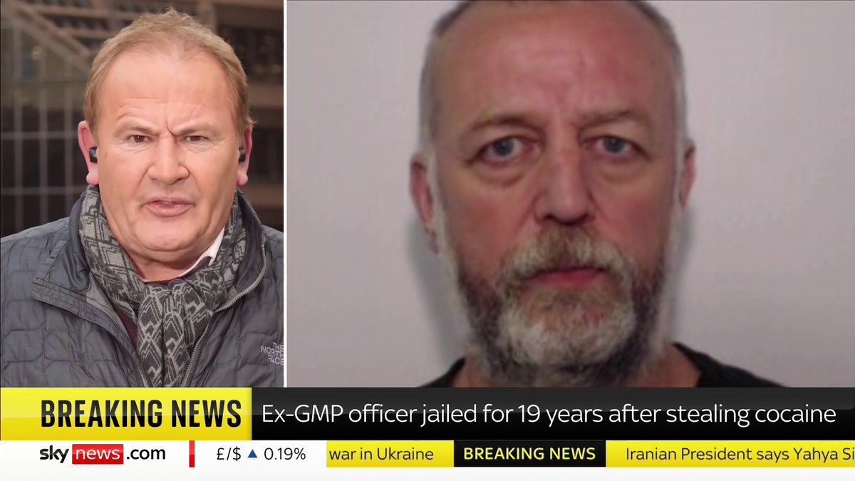 A former GMP detective has been jailed for 19 years for stealing drugs from work to sell on the streets of Manchester. Andrew Talbot was caught after accidentally dropping a bag of cocaine near his daughter's school. Frazer Maude reports. Read more: