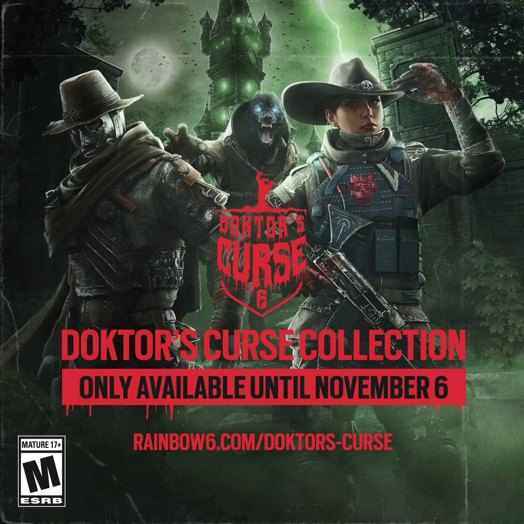 🎃 Get ready for Doktor's Curse! 🎃 Enjoy limited-time free rewards and bonuses: ✨ Free Collection Packs ✨ Free Kapkan Bundle (weekly challenges) ✨ Free Melusi Bundle (Twitch Drops) ✨ Memento dynamic weapon skin for collectors