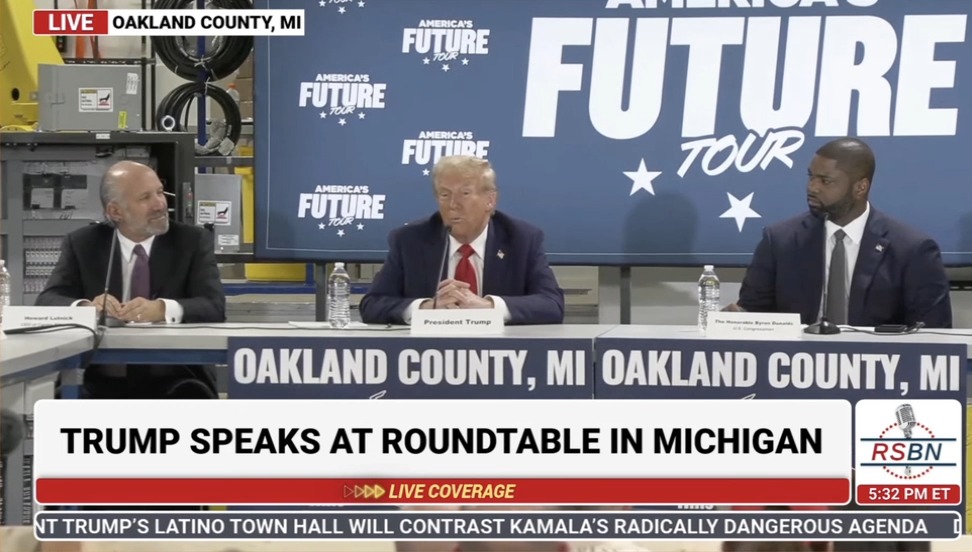 A grumpy and exhausted Trump complains about his microphone quality and then suggests the staff at the venue shouldn’t be paid