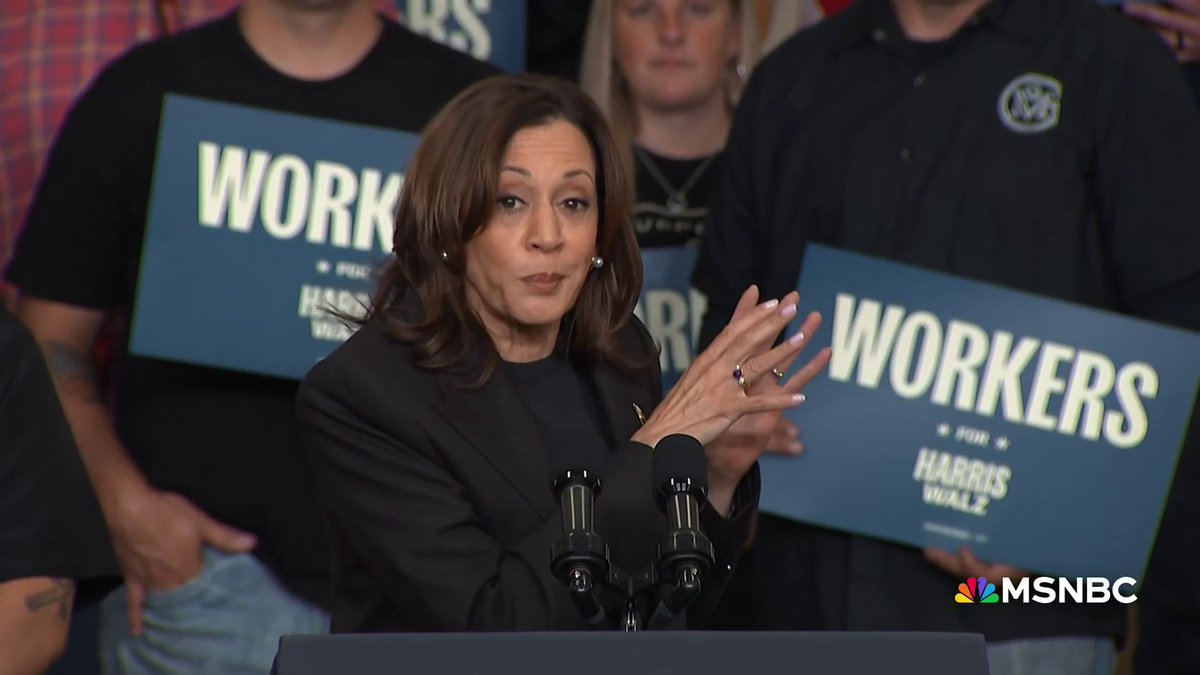 Vice President Harris calls out former President Trump's remarks about autoworkers and the labor movement at a rally in Michigan. "Listen to his words. He is saying that autoworkers are essentially engaged in child's play, that children could do it," she said.