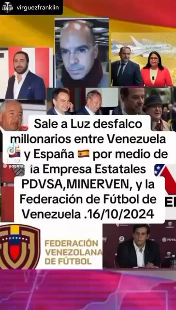 ESPAÑA🇪🇸Es el sitio preferido de los CHAVISTAS-LADRONES para ESCONDER el DINERO💰ROBADO a VENEZUELA🇻🇪 La corrupción viene desde que ZAPATERO les prestó su apoyo SOCIALISTA y ahora explotan los casos de corrupción de RAFAEL RAMÍREZ y DELCY RODRÍGUEZ LA LADRONA del ORO💰