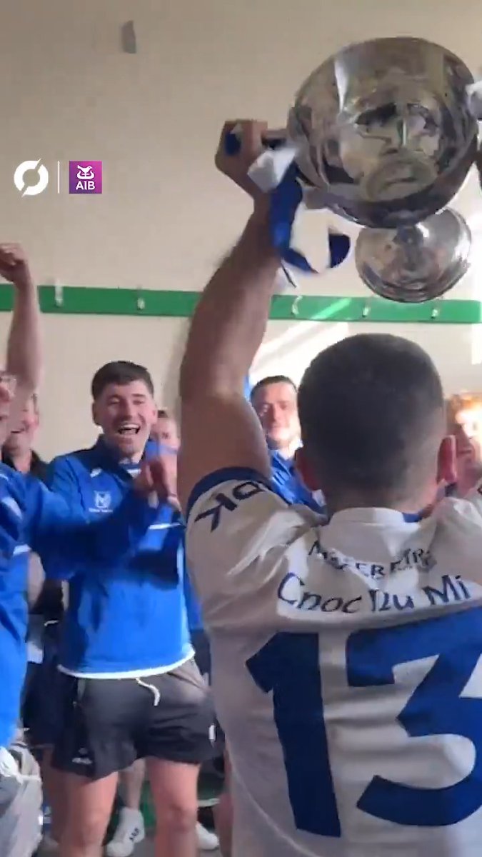 ๐ There's nothing like the moment the trophy reaches a winning dressing room for the first time! ๐ James Mooney captained a brilliant Meath Hill side to glory today, he put some context on it all before bringing the Mattie Kerrigan Cup into his very patient teammates! ๐ #GAA
