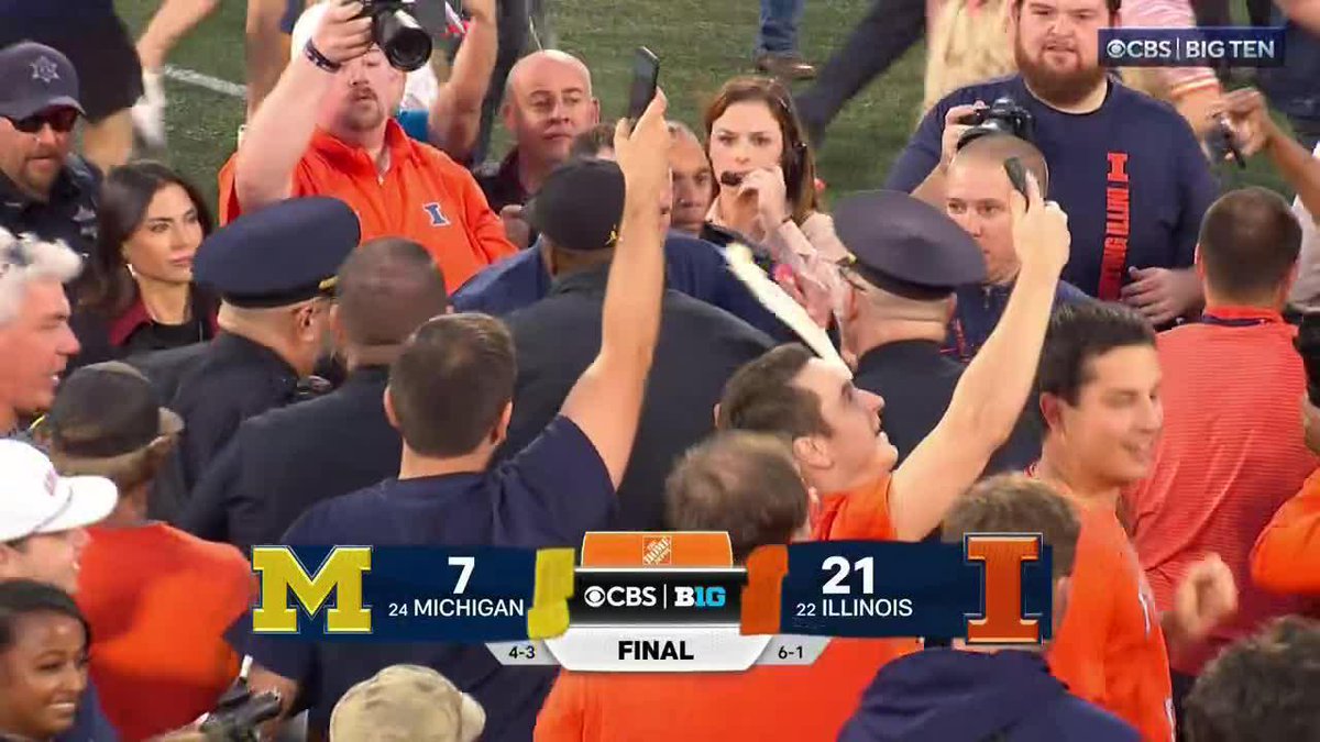 ILLINOIS TAKES DOWN MICHIGAN! The fans storm the field as Illinois Football secures a 6-1 start to the season.
