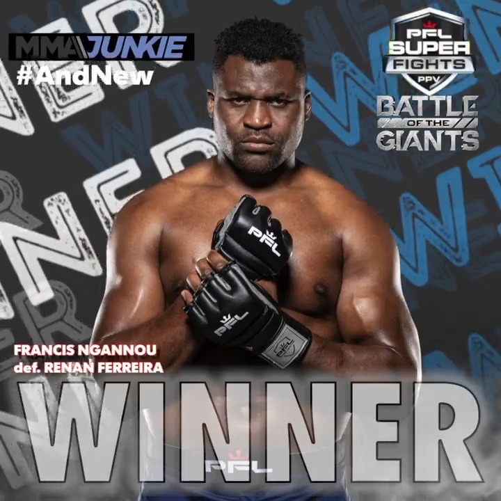 #PFLSuperFights results: Francis Ngannou def. Renan Ferreira via knockout (punches) – Round 1, 3:32 – for heavyweight superfights title #BraceForImpact full coverage: