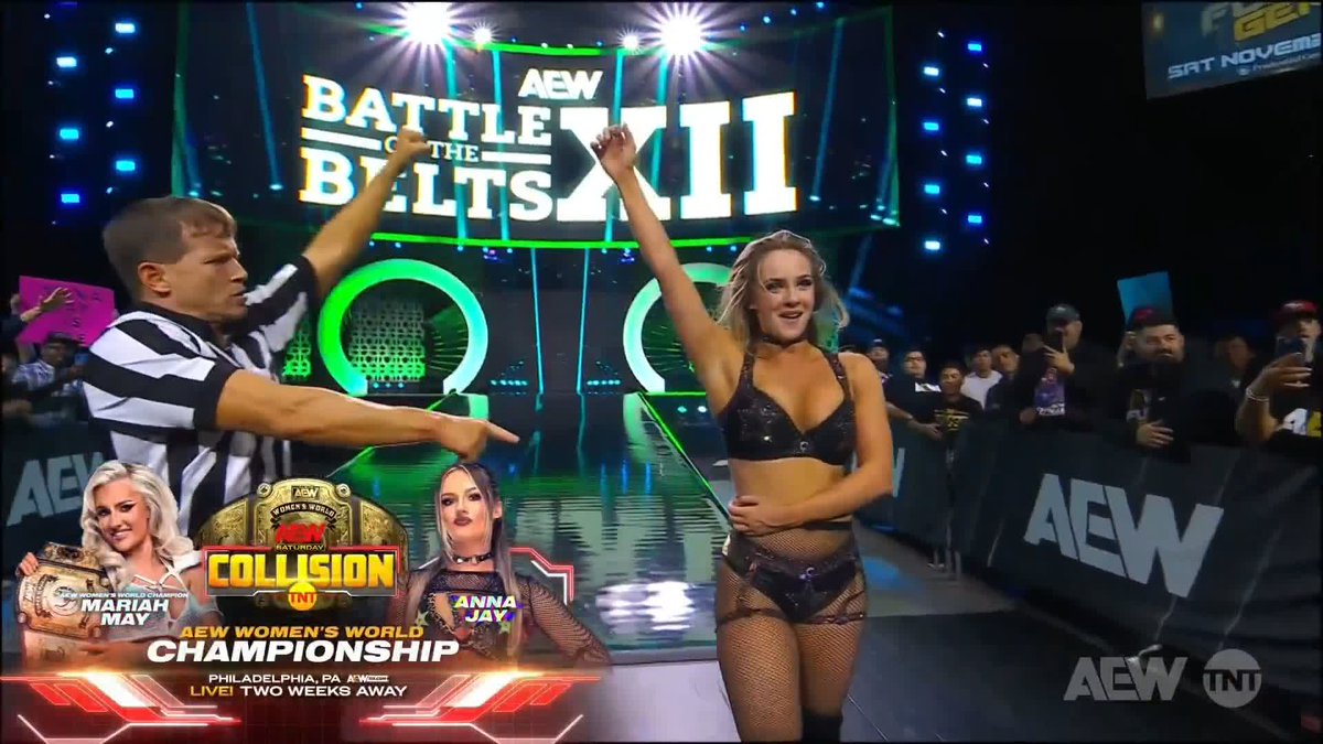 SHE HAS DONE IT! Anna Jay pinned Mariah May and now has earned herself a shot at the #AEW Women's World Title in TWO WEEKS in Philadelphia on #AEWCollision! Watch #BOTBXII on TNT! art | Anna Jay