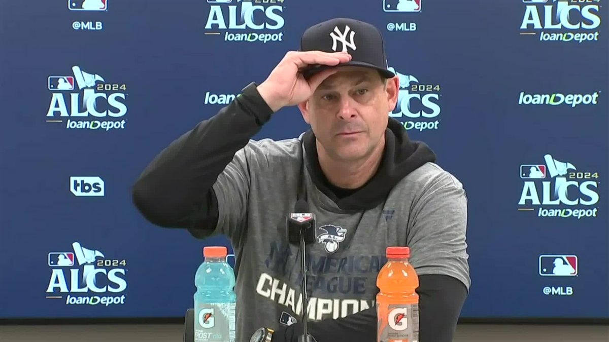 Aaron Boone was asked what baseball means to him: "I'm 51 years old. Baseball's what I know and in my blood. So very blessed to get to do it with these guys on this stage."
