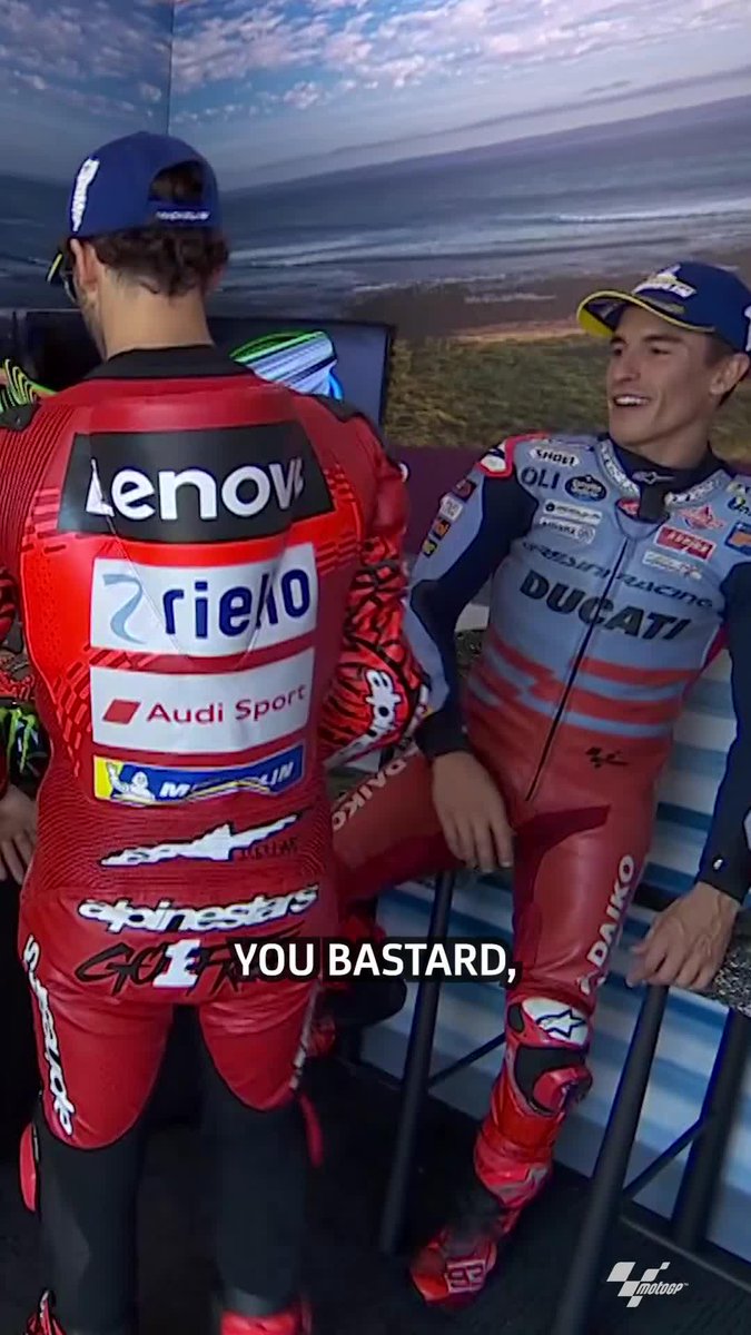 Trading this win for the World Championship? 😜 Marc Márquez, Jorge Martín Almoguera and Pecco Bagnaia realize that a mix of their skills would make the perfect rider 🤝 #AustralianGP 🇦🇺