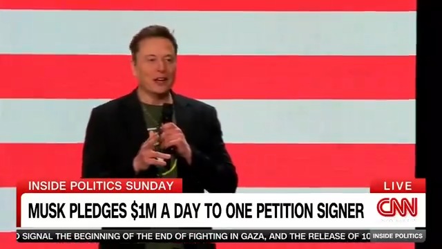 NEW: Elon Musk is spending heavily to help President Trump, stumping for him in Pennsylvania -- and now he's making a $1 million-a-day pledge. Astead &amp; Manu Raju discuss whether it's all effective. #InsidePolitics
