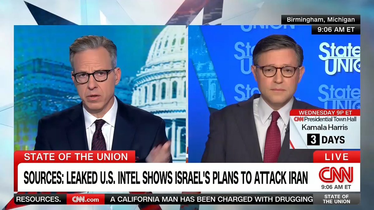 TAPPER: "I don't want to be talking about this. Donald Trump is out there saying it. It is unstable." JOHNSON: "But you continue to." TAPPER: "Because you won't address it!" Jake Tapper 🦅 and Speaker Mike Johnson spar over Trump’s bizarre Arnold Palmer tangent at a rally.