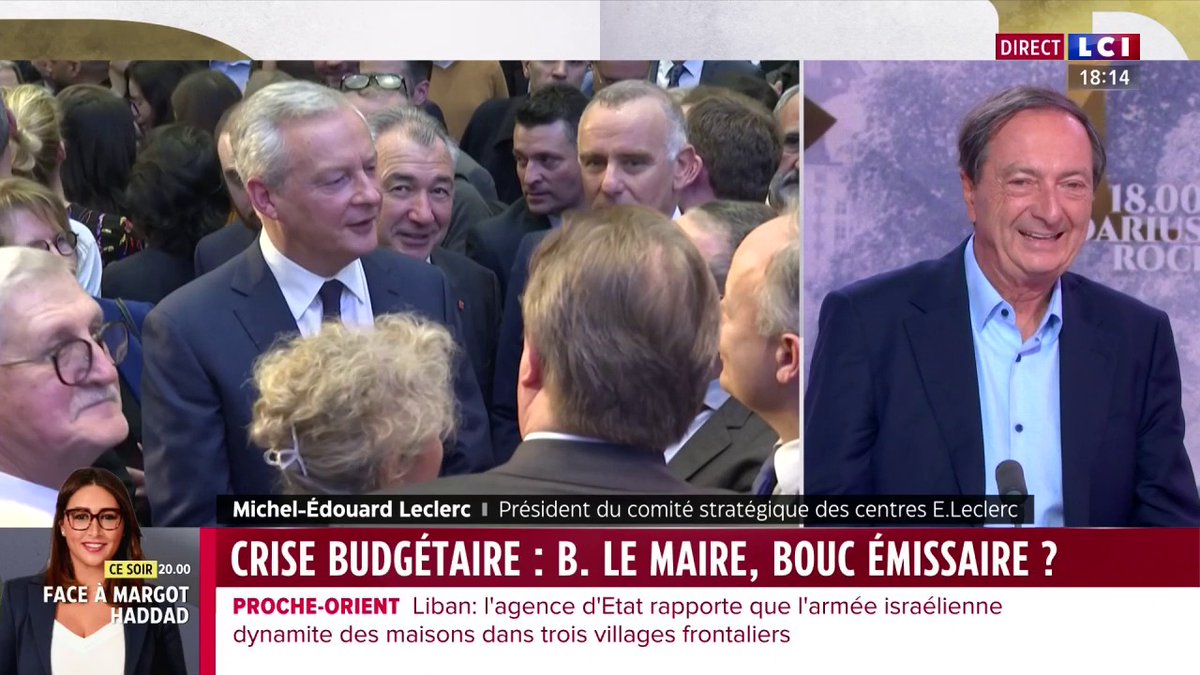 🗣️ Michel-Edouard Leclerc salue l'action de l'ancien ministre de l'Économie et des Finances Bruno Le Maire : "Il a pris partie avec nous contre des lois inflationnistes en pleine inflation, il a des qualités cet homme-là" ▶️ Darius Rochebin