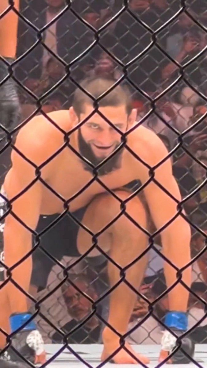 Khamzat Chimaev's pre-fight stare is intense 👀 #UFC308 (via Nina-Marie Daniele)