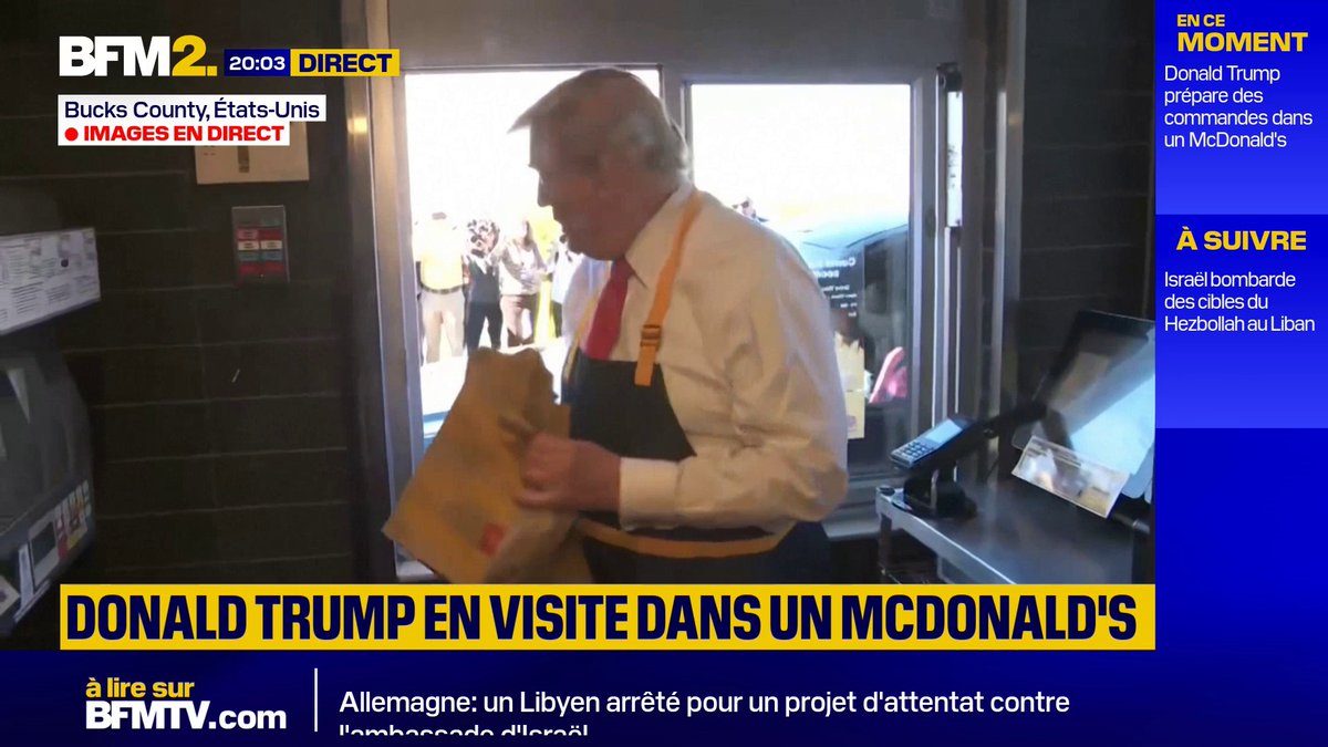 💬 "C'est plutôt fun je pourrais faire ça toute la journée" Donald Trump en visite dans un McDonald's et distribue les commandes aux clients