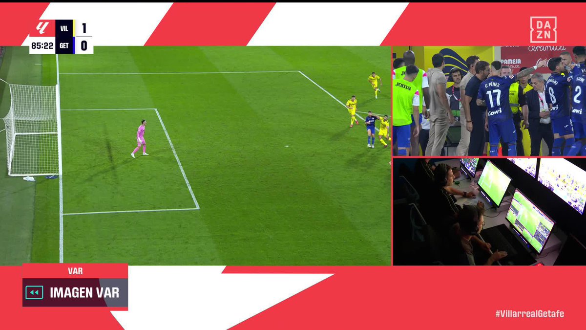 💥Se ha liado en el final del #VillarrealGetafe cuando García Verdura, tras ver el VAR, ha pitado penalti por esta acción. ¿Qué te parece a ti? 📹 DAZN España