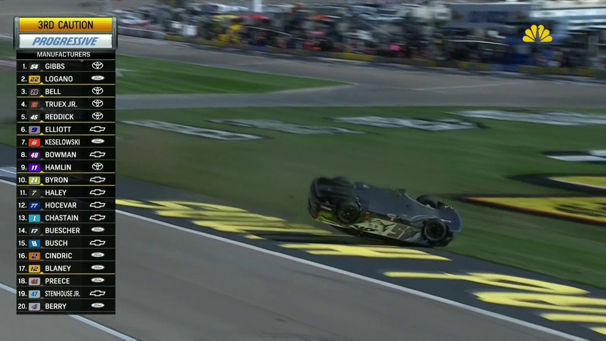 TYLER REDDICK FLIPS! Reddick and Chase Elliott both crash. Reddick was able to drive his car to pit road but is done for the day. #NASCARPlayoffs