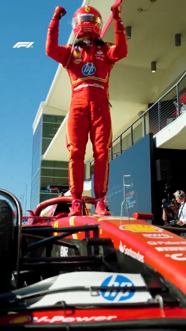 Let the celebrations begin! 🥳 #F1 #USGP Charles Leclerc