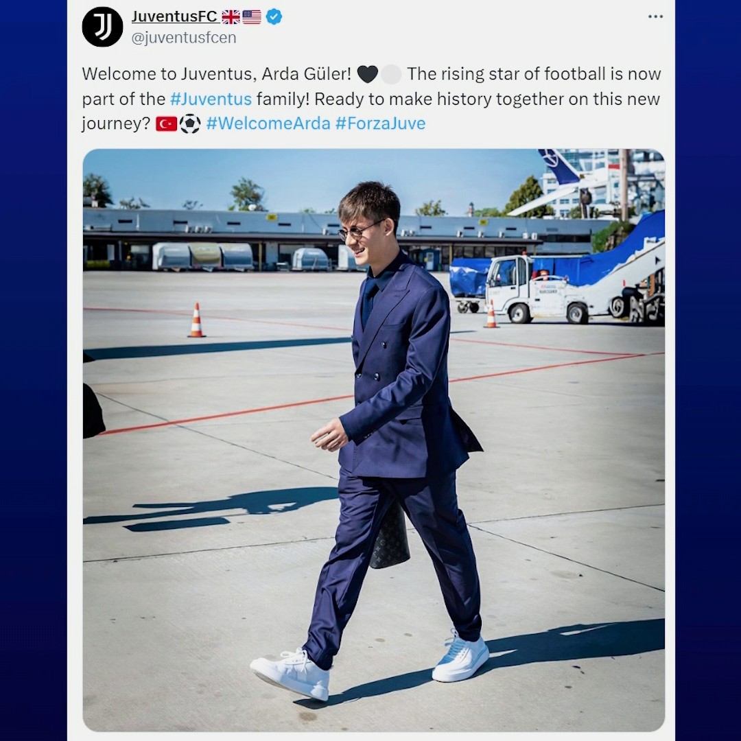 Juventus' English X account has been compromised after they falsely announced they had signed midfielder Arda Guler from Real Madrid 🚨