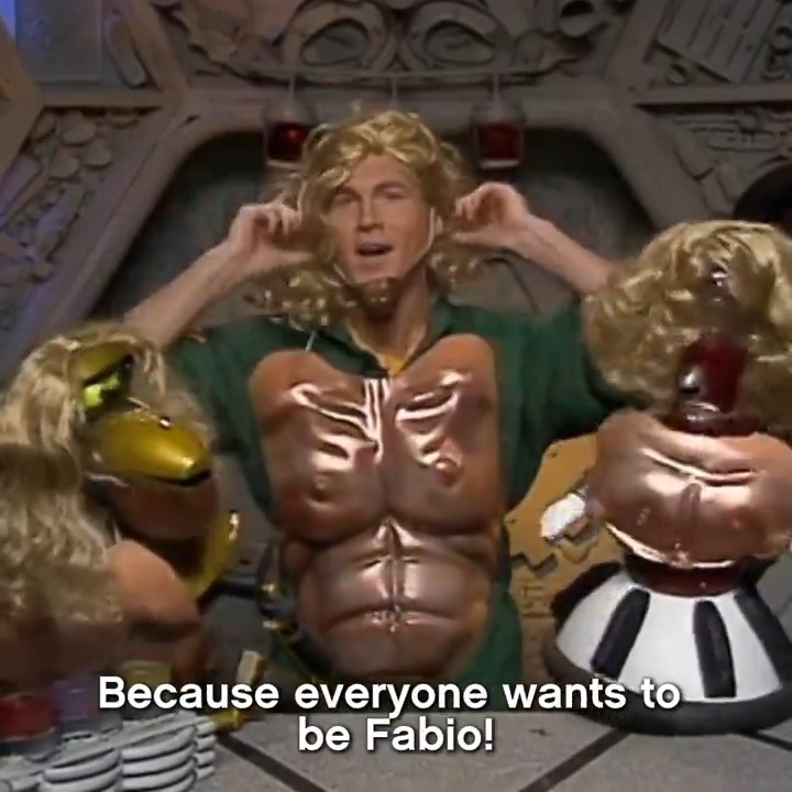 "We're Fabio." Last minute #Halloween costume idea from OUTLAW (OF GOR). #mst3k #mysterysciencetheater3000