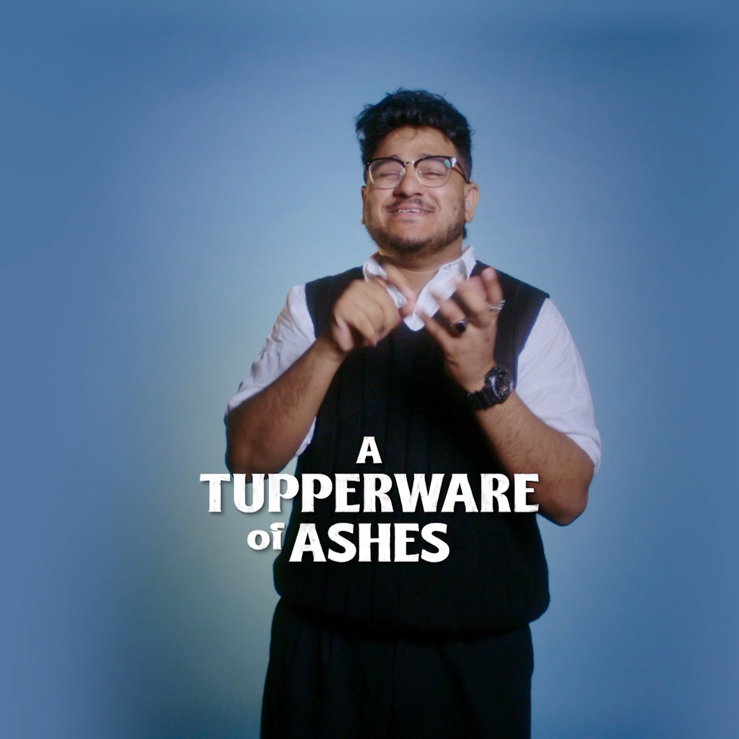 Say hi to the wonderful Nadeem Islam, here to tell you about our integrated #BSL performances of #ATupperwareOfAshes 🫶 Playing in the #DorfmanTheatre until 16 November. Integrated BSL performances will take place on 26 October and 9 November.