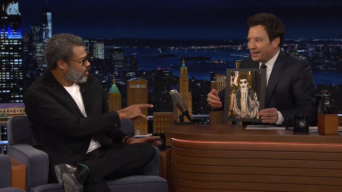 .Jordan Peele’s past Halloween costumes have included a poker table, angel/devil, Beetlejuice… and baby Forest Whitaker? 🤣 #FallonTonight