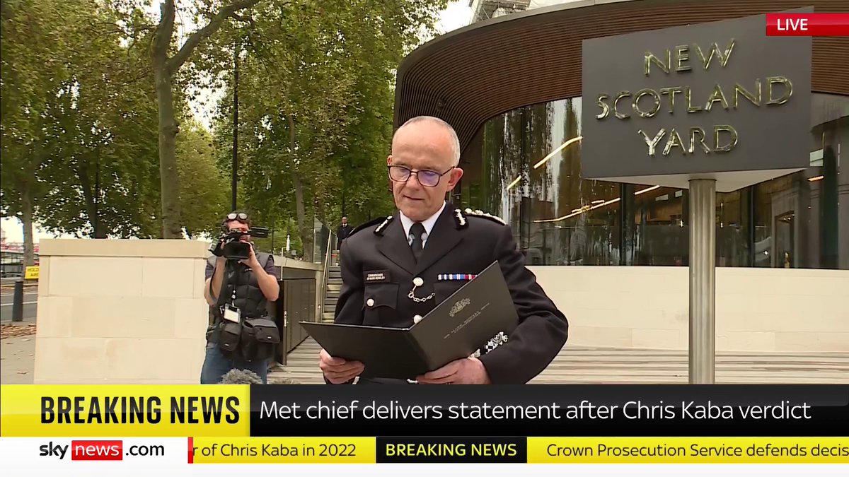 BREAKING: Metropolitan Police Chief Mark Rowley says Martyn Blake made a "split-second decision" and "no officer is above the law" after he was cleared of Chirs Kaba's murder. 📺 Sky 501