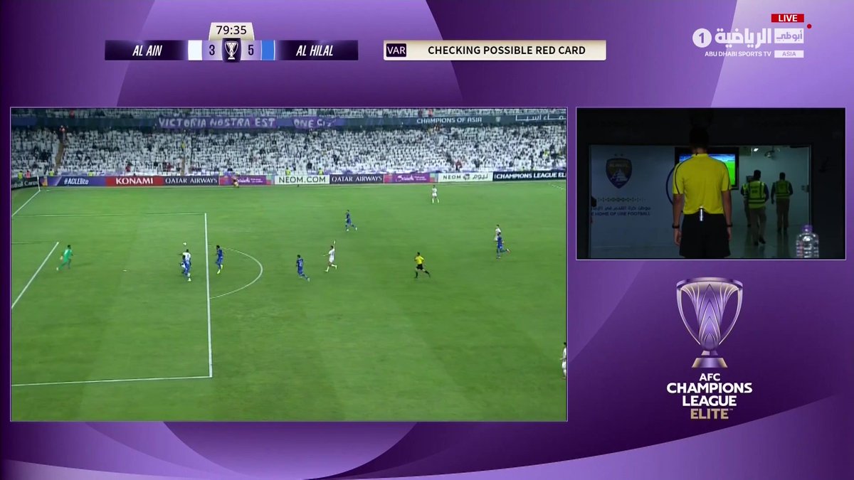 بعد العودة إلى الـVAR.. طرد علي البليهي بسبب لمسة يد 🟥 #العين_الهلال #دوري_أبطال_آسيا_للنخبة