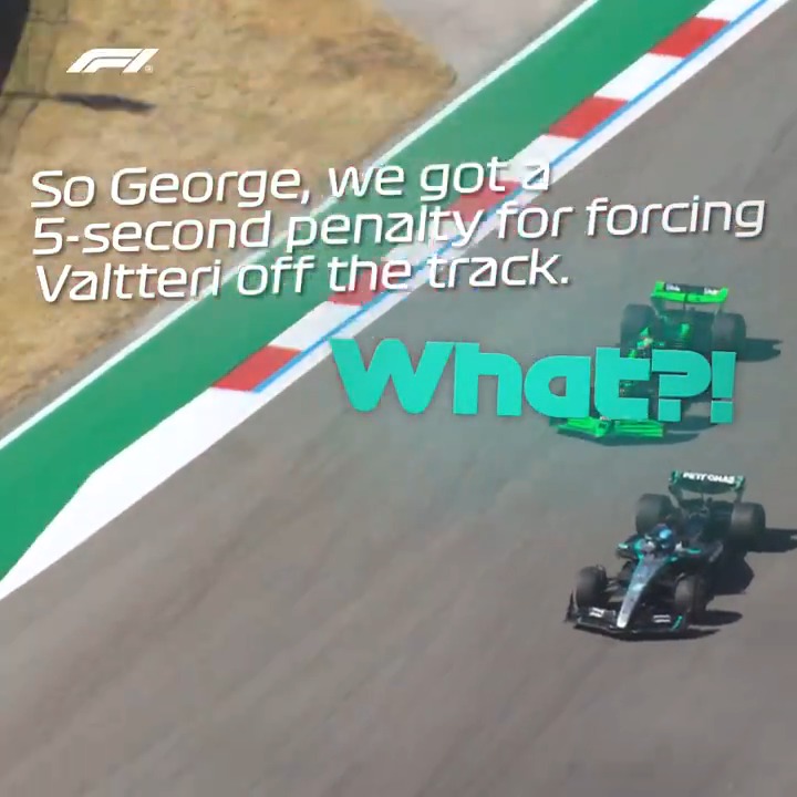 Safe to say George (and Toto) didn't agree with this penalty as he fought through the field 😳📻 #F1 #USGP