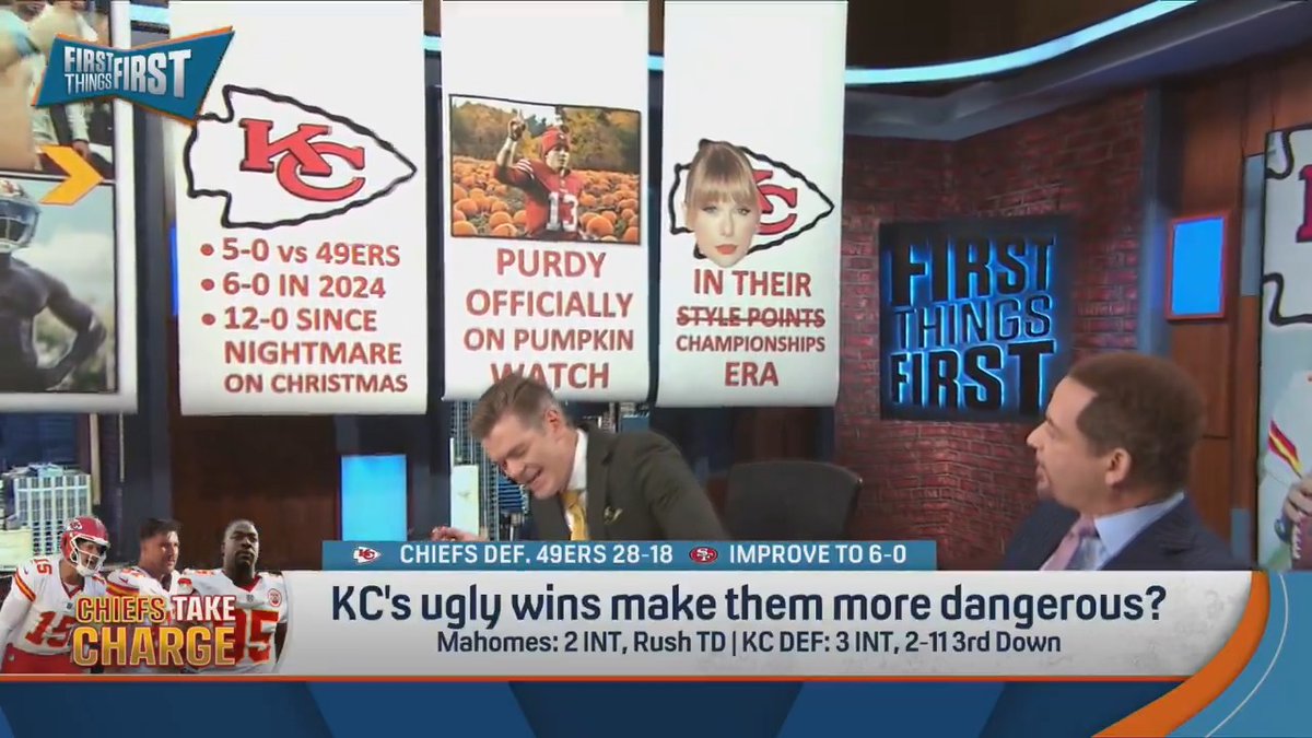 .nick wright dropped one more banner today in honor of the most famous Chiefs fan of them all: “The Chiefs are in their Championship Era… In the midst of The Eras Tour, thank you, Taylor.” 😂