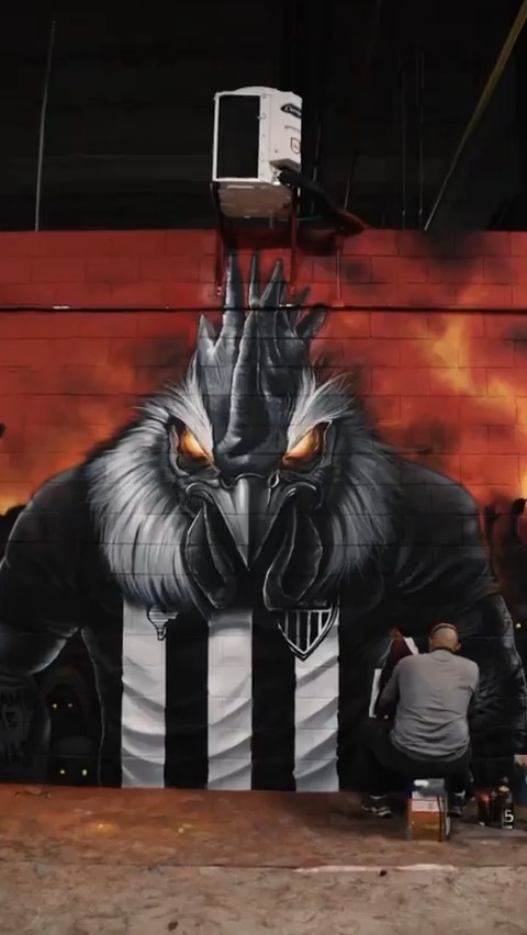 Nova arte em frente ao vestiário visitante da Arena MRV, estádio do Atlético-MG. 🎥 Divulgação/Atlético-MG