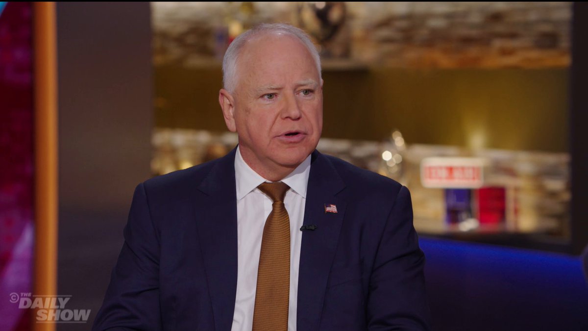 Gov. Tim Walz joins Jon Stewart to chat about gun safety in rural vs. urban areas, and being a “big tent” party that includes the Cheneys. Tonight at 11/10c on Comedy Central