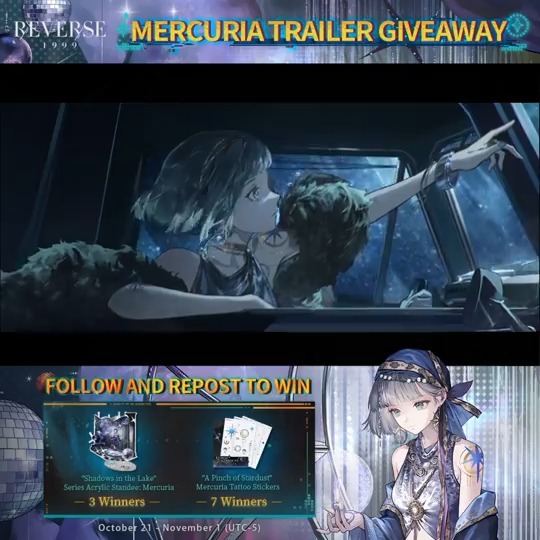 Mercuria Trailer - Traveling Stardust | Reverse: 1999 A handful of healing energy, eternally flowing on an endless voyage. [Giveaway Rules] 1.Follow Reverse: 1999 | Version 3.5 Available Now 2.RT trailer before Nov.1 HD: DL: #Reverse1999Ver2ꓸ0 #Mercuria