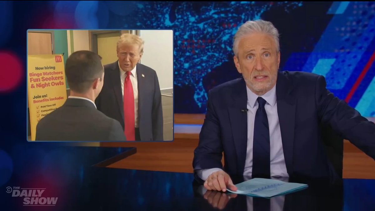 McDonald's, if you care at all about saving democracy, give Donald Trump a full-time job. Jon Stewart