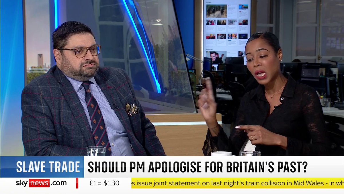 Historian and broadcaster Rafe Heydel-Mankoo and anti-racism activist Imarn Ayton - Activist and Trainer debate whether the Prime Minister should apologise for Britain's role in the slave trade after he ruled out reparations to Caribbean nations. 📺 Sky 501 and YouTube