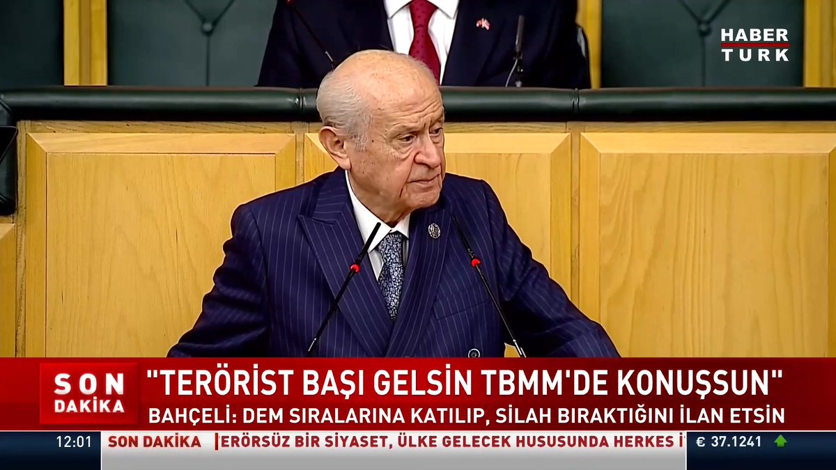🗣️MHP Genel Başkanı Devlet Bahçeli: "Terörist başı gelsin TBMM'de konuşsun. DEM sıralarına katılıp, silah bıraktığını ilan etsin."
